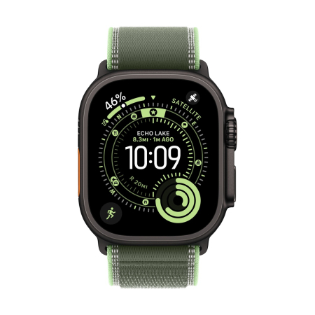 Apple Watch Ultra 3 (2025), 49 мм корпус из титана цвета «Black», ремешок Trail Loop размера S/M цвета «Green/Neon» Apple Watch Ultra 3 (2025), 49 мм корпус из титана цвета «Black», ремешок Trail Loop размера S/M цвета «Green/Neon»