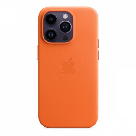 Чехол Leather Case MagSafe для Apple iPhone 14 Pro «Orange»