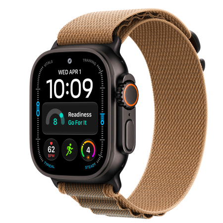 Apple Watch Ultra 4, 49 мм корпус из титана цвета «Black», ремешок Alpine Loop цвета «Desert» размера L