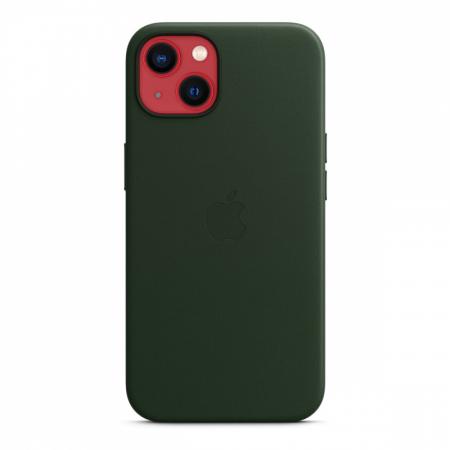 Чехол Leather Case MagSafe для Apple iPhone 13, кожа, «зелёная секвойя»