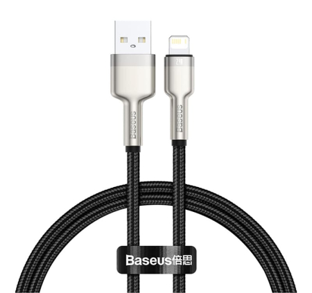 Кабель Baseus Cafule Series Metal Data Cable USB to iP 2,4A, 0,25 м (CALJK-01) Чёрный