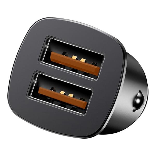 Автомобильное зарядное устройство Baseus Square Metal Dual USB 30 Вт (CCALL-DS01) Черный