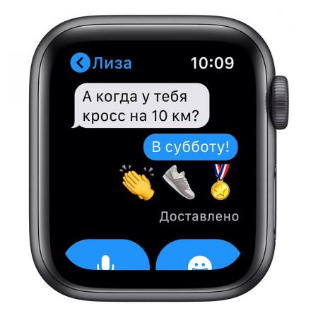 Apple Watch Nike SE (2020), 40 мм корпус из алюминия цвета «серый космос», спортивный ремешок Nike цвета «антрацитовый/чёрный»