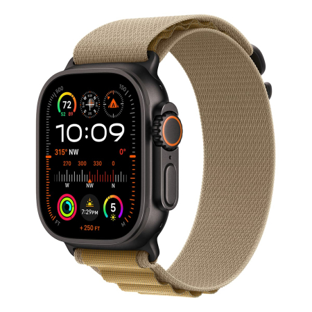 Apple Watch Ultra 2 (2024), 49 мм корпус из титана цвета «Black», ремешок Alpine Loop размера L цвета «Tan» Apple Watch Ultra 2 (2024), 49 мм корпус из титана цвета «Black», ремешок Alpine Loop размера L цвета «Tan»