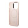 Чехол Guess для iPhone 14 Pro Max с Magsafe CG Mobile Liquid silicone Plate metal logo Hard (GUHMP14XSBPLP) Розовый