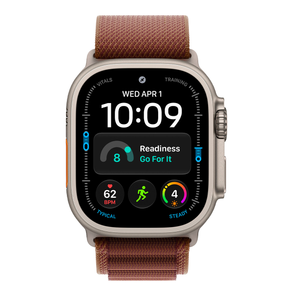 Apple Watch Ultra 4, 49 мм корпус из титана цвета «Natural», ремешок Alpine Loop цвета «Burgundy» размера M