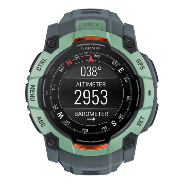 Часы Garmin INSTINCT 3 AMOLED 50мм Neo Tropic, зеленый с серым ремешком