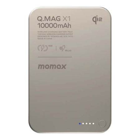 Внешний аккумулятор MOMAX 10000mAh Q.Mag X1 Magnetic Wireless Battery Pack (IP117AE) Серый