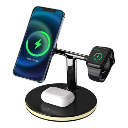 Беспроводное зарядное устройство 3в1 Wireless Charging Station Dock 25W Black, черный