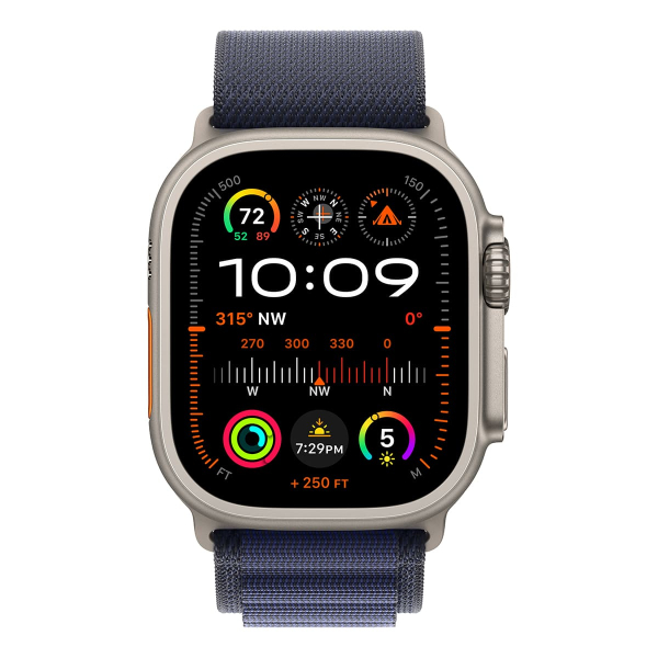 Apple Watch Ultra 2 (2024), 49 мм корпус из титана цвета «Natural», ремешок Alpine Loop размера S цвета «Navy» Apple Watch Ultra 2 (2024), 49 мм корпус из титана цвета «Natural», ремешок Alpine Loop размера S цвета «Navy»