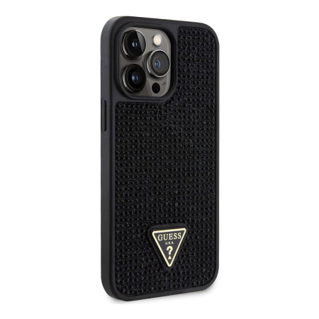 Чехол Guess для iPhone 15 Pro Max Diamond Rhinestone Triangle metal logo Hard (GUHCP15XHDGTPK) Черный