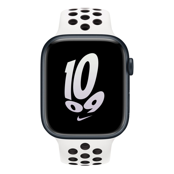 Apple Watch Nike Series 8, 45 мм корпус из алюминия цвета «Midnight», ремешок Nike Sport Band размера M/L цвета «Summit White/Black»