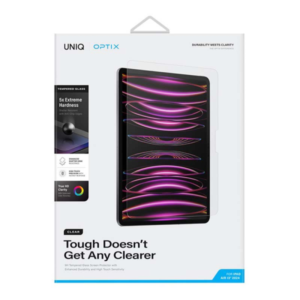 Стекло для iPad Air 13 (2024) UNIQ OPTIX Clear +installer (PDA13(2024)-CLEAR) Глянцевое